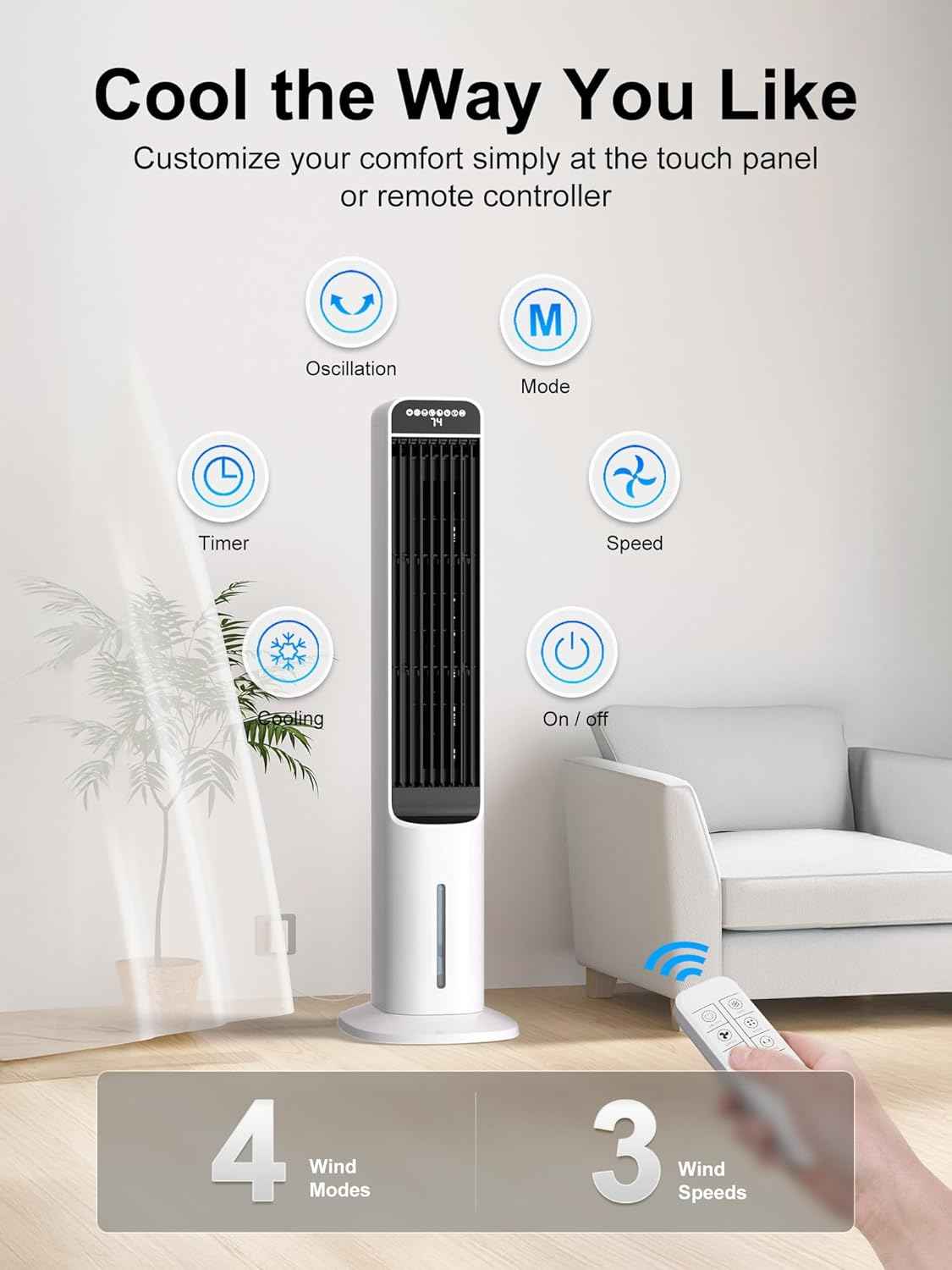 Cendre 3-in-1 Evaporative Air Cooler 120° Oscillation, Portable - Lo Cendre