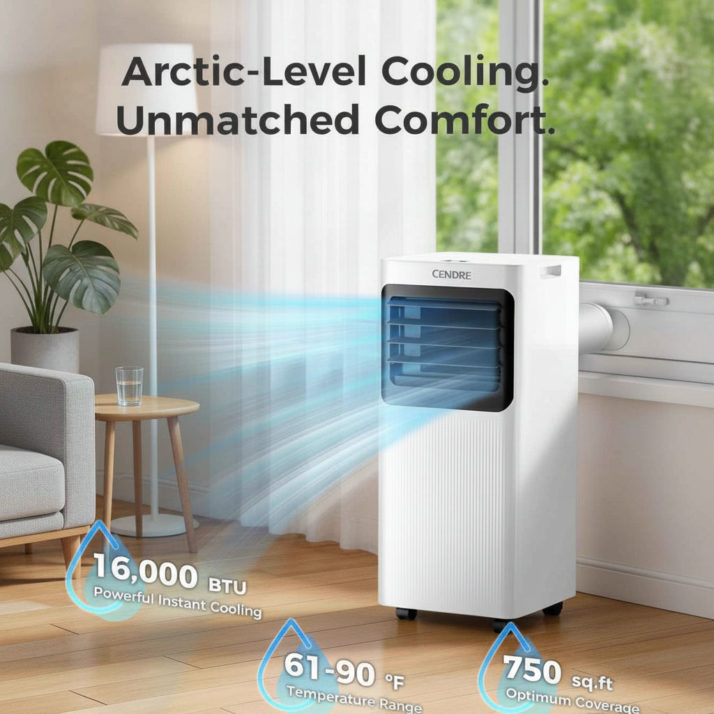 Cendre Pro 16,000 BTU Portable Air Conditioner 5-in-1 with WiFi Control - Lo Cendre