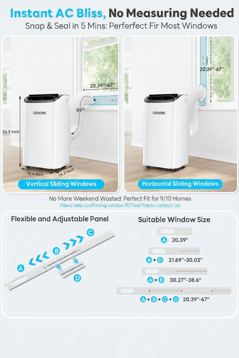 Cendre Smart Portable Air Conditioner 14,000 BTU, WiFi & Remote Control - Lo Cendre
