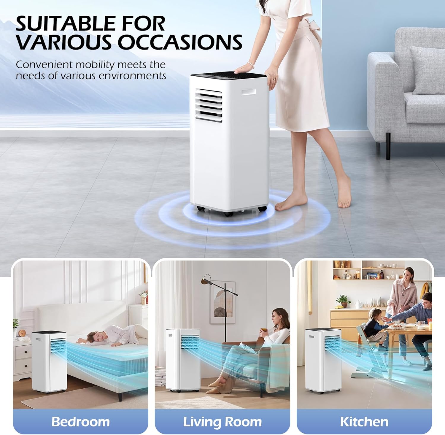 Cendre Portable Air Conditioner 16000 BTU with WiFi & Quiet 40dB Mode - Lo Cendre