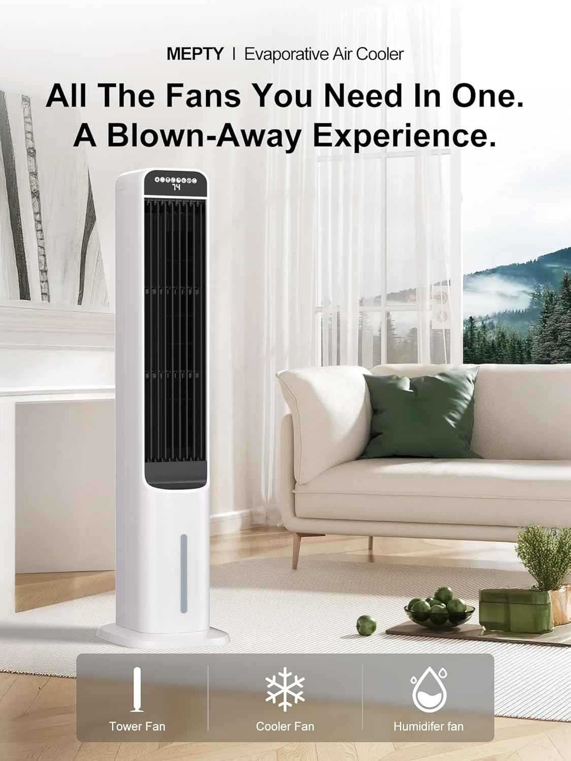 Cendre 3-in-1 Evaporative Air Cooler 120° Oscillation, Portable - Lo Cendre