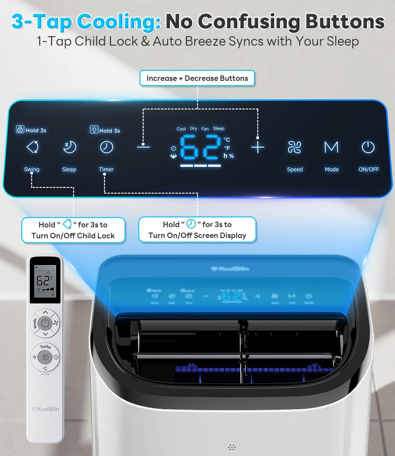 Cendre Max Portable Air Conditioner 12,000 BTU for 550 Sq.Ft, Quiet - Lo Cendre