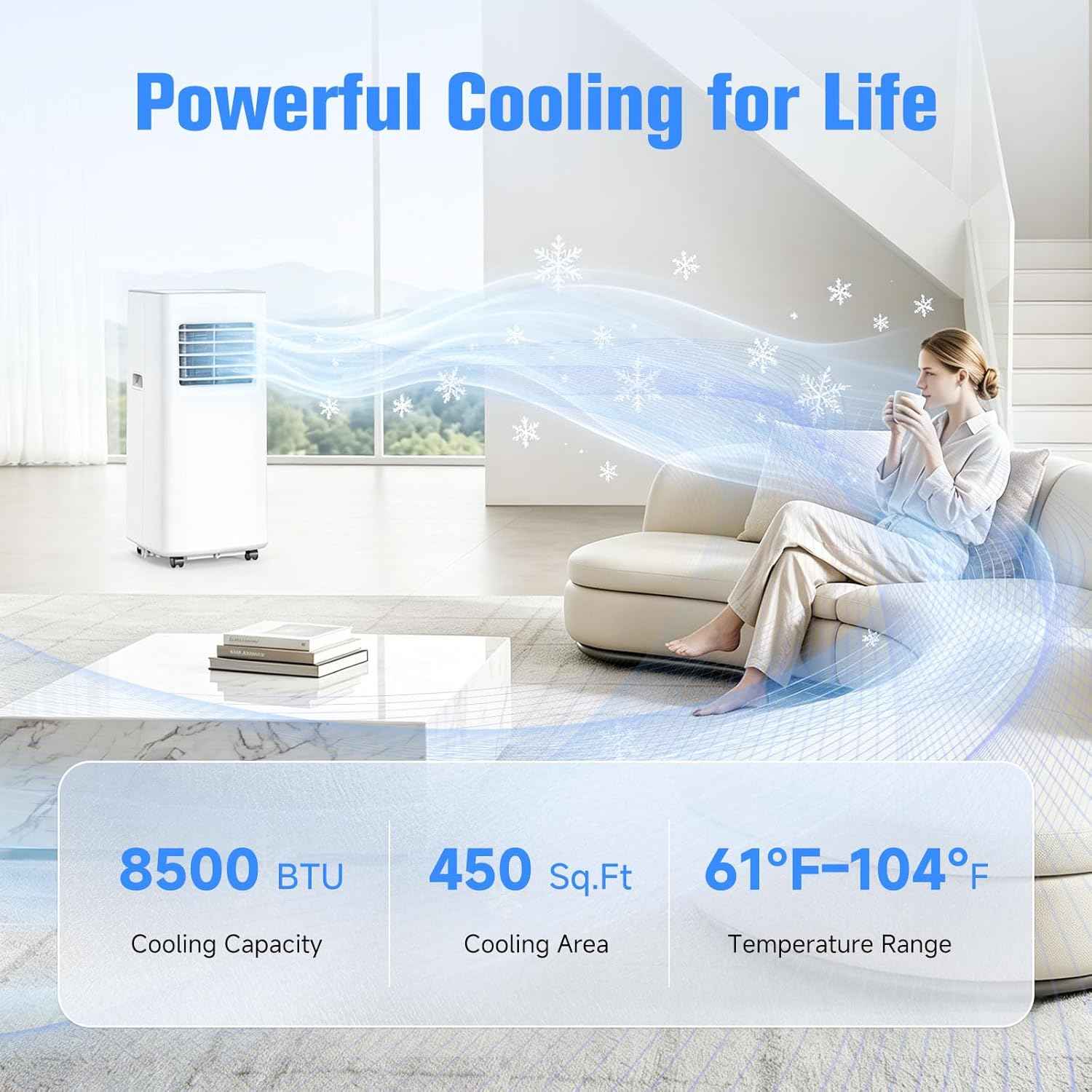 Portable Air Conditioner, 3-in-1 - Includes Complete Window Mount Kit - Lo Cendre