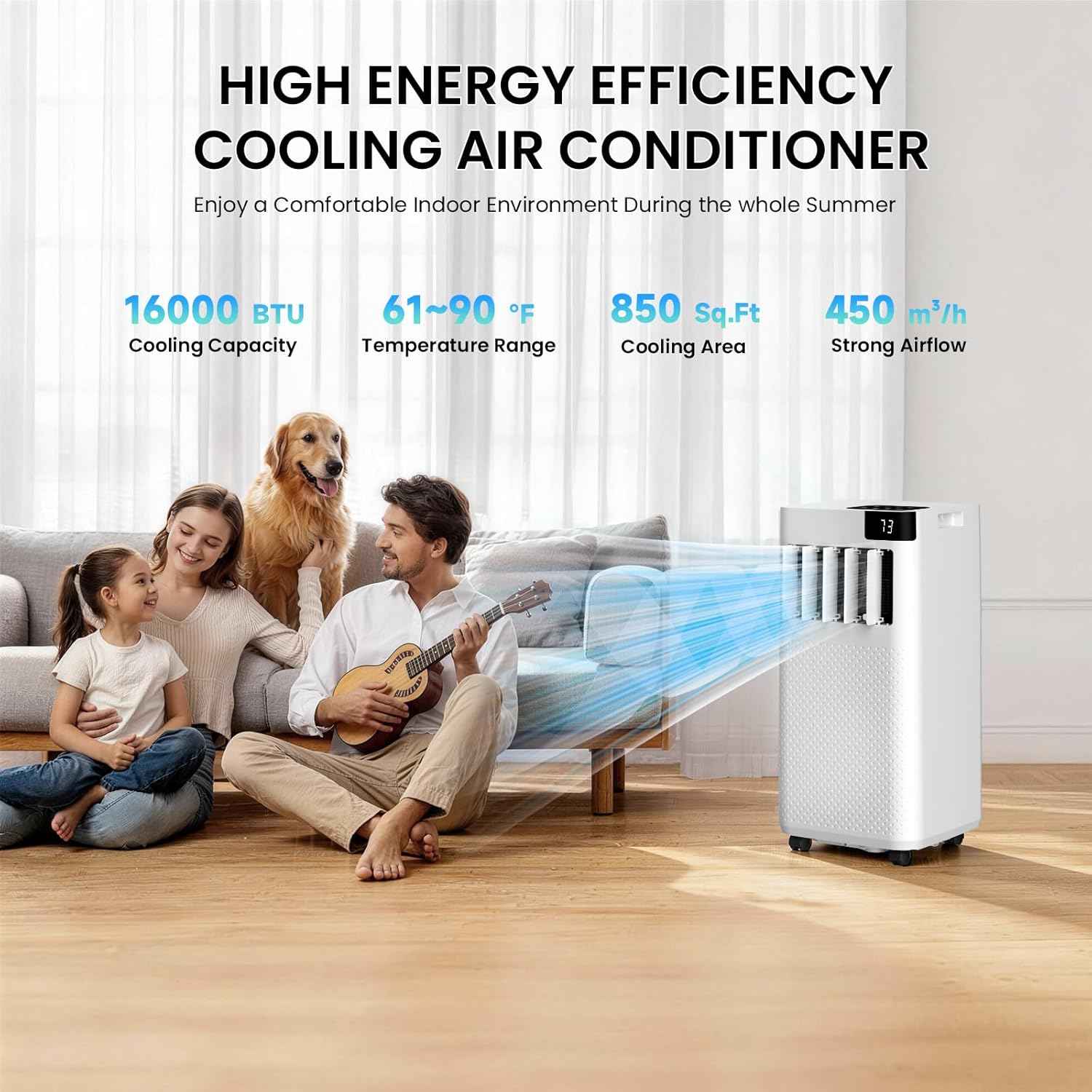 Cendre 16000 BTU Portable Air Conditioner with WiFi – 5-in-1 Smart AC Unit - Lo Cendre