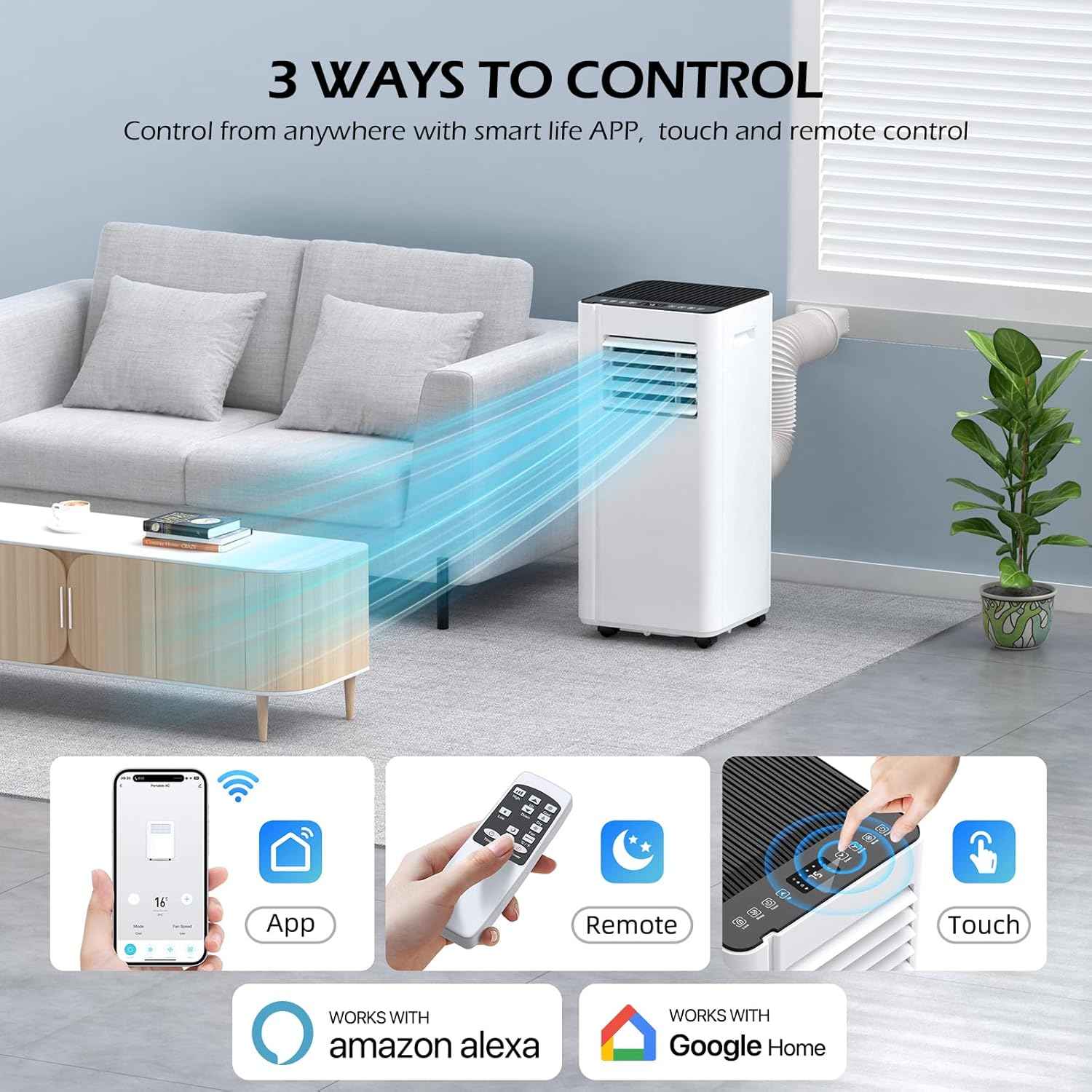 Cendre Portable Air Conditioner 16000 BTU with WiFi & Quiet 40dB Mode - Lo Cendre