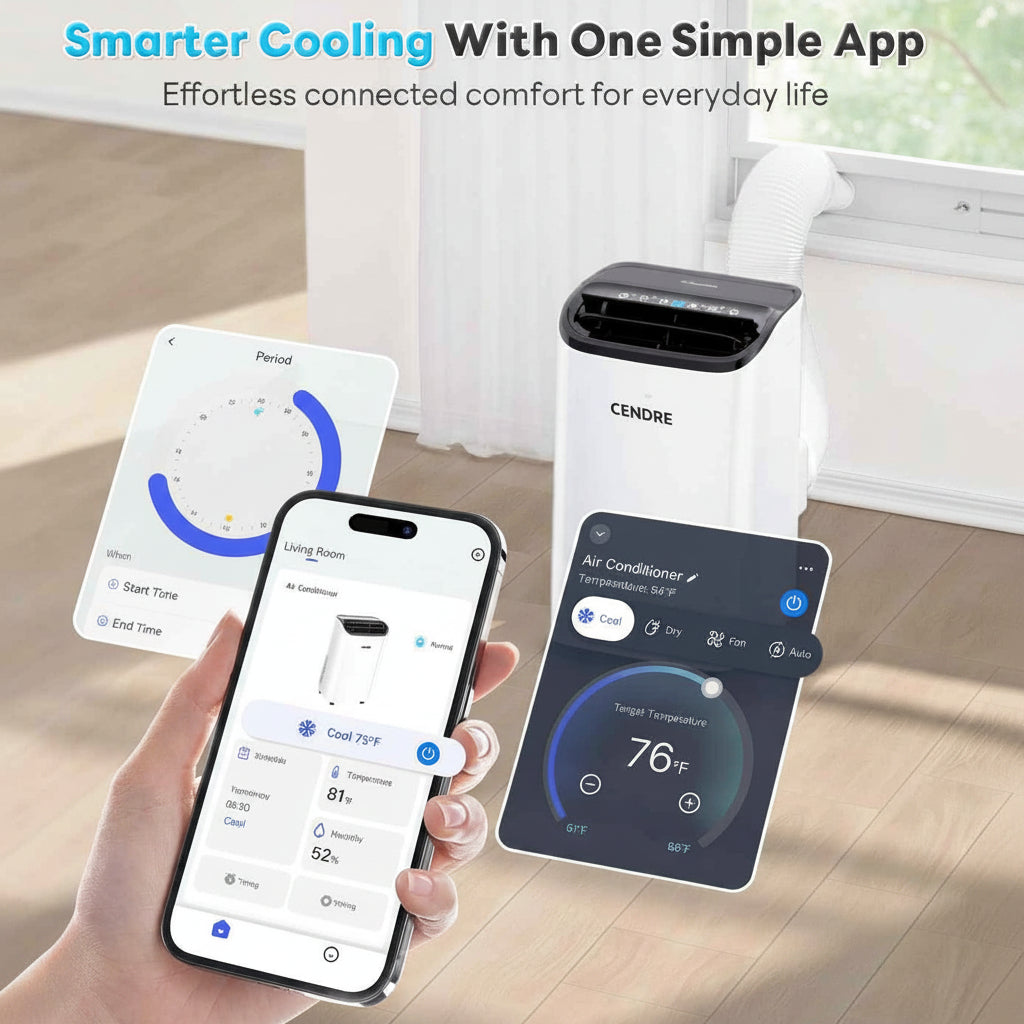 Cendre Smart Portable Air Conditioner 14,000 BTU, WiFi & Remote Control - Lo Cendre