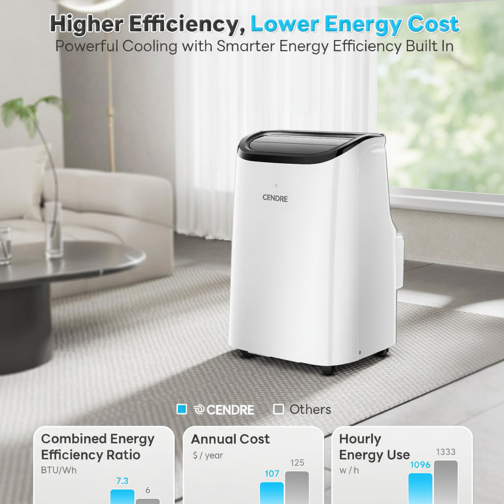 Cendre Max Portable Air Conditioner 12,000 BTU for 550 Sq.Ft, Quiet - Lo Cendre