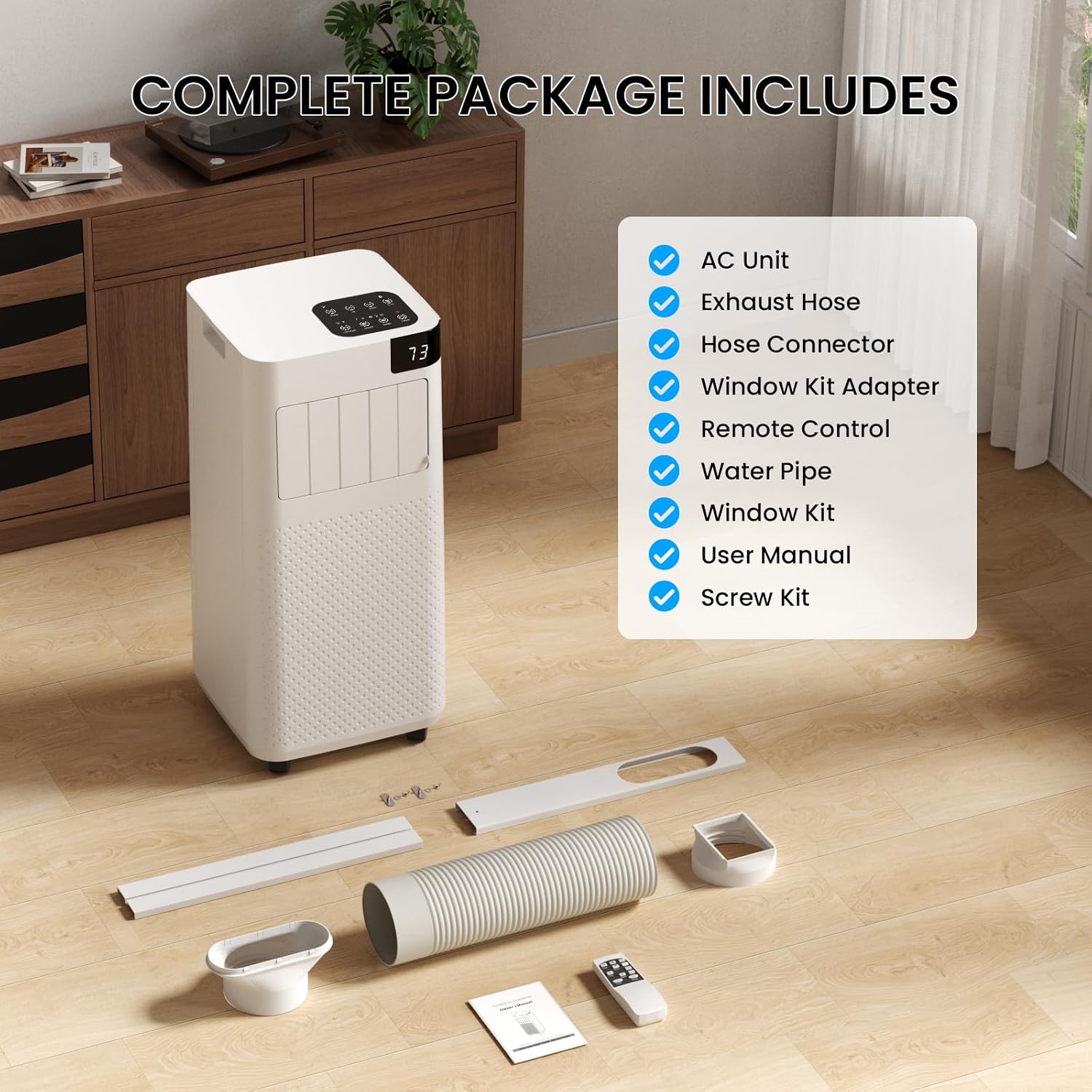 Cendre 16000 BTU Portable Air Conditioner with WiFi – 5-in-1 Smart AC Unit - Lo Cendre