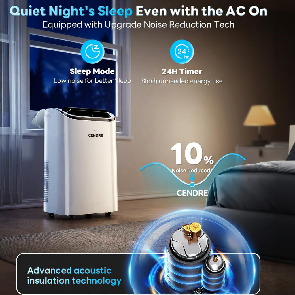 Cendre Smart Portable Air Conditioner 14,000 BTU, WiFi & Remote Control - Lo Cendre
