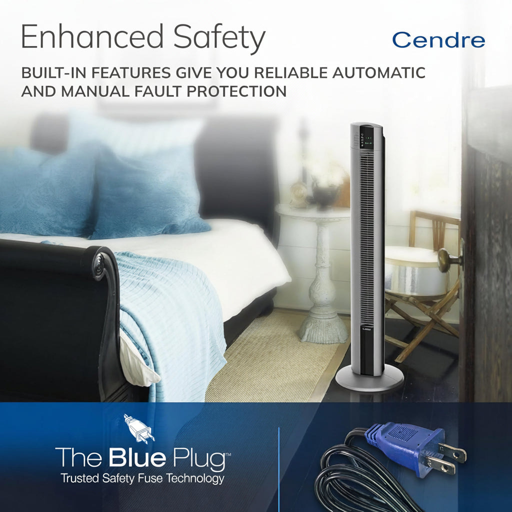 Cendre Luxe Tower Fan  Oscillating  Remote Control, 3 Speeds - Lo Cendre