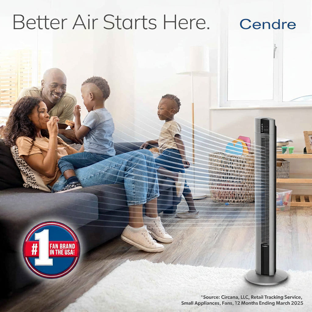 Cendre Luxe Tower Fan  Oscillating  Remote Control, 3 Speeds - Lo Cendre