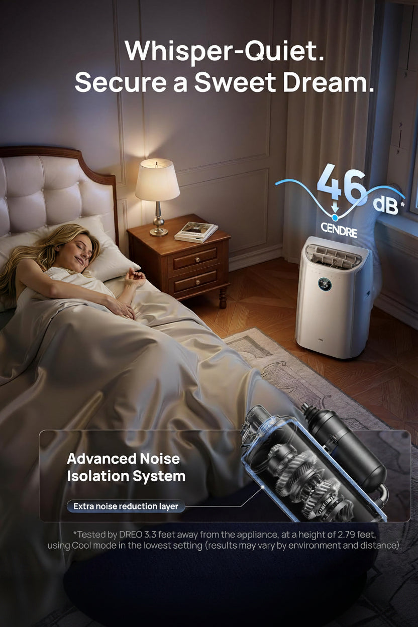 Cendre Portable Air Conditioner 12000 BTU, Smart & Quiet - Lo Cendre